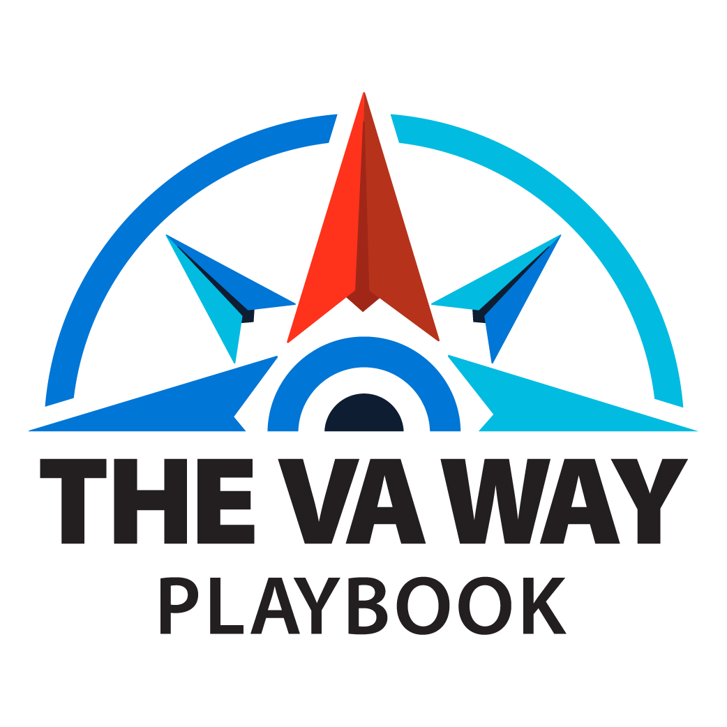 Half of a compass and underneath it says The VA Way Playbook